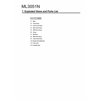 Samsung Laser-Printer ML-3051N Parts Manual