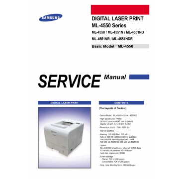 Samsung Laser-Printer ML-4550 4551 N ND NR NDR Parts and Service Manual