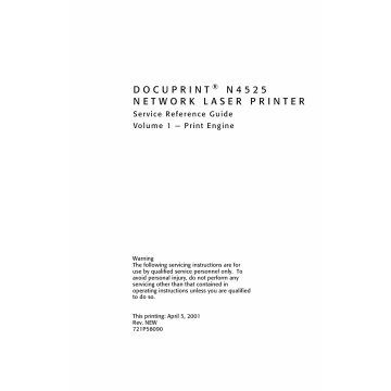 Xerox DocuPrint N4525 Parts List and Service Manual