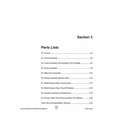 Xerox DocuPrint P1210 Parts List Manual