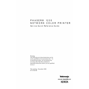 Xerox Phaser 1235 Parts List and Service Quick Reference Guide