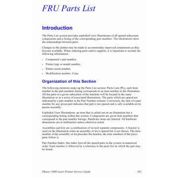 Xerox Phaser 5400 Parts List Manual