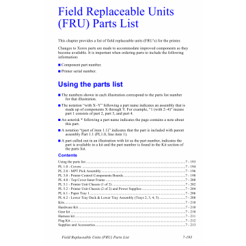 Xerox Phaser 7300 Parts List Manual