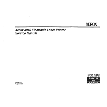 Xerox Printer 4010 Laser Parts List and Service Manual