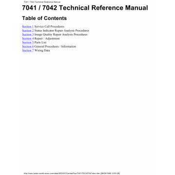 Xerox Printer 7041 7042 Fax-Scanner Parts List and Service Manual