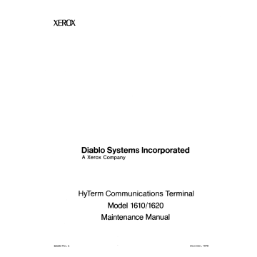 Xerox Printer Diablo-1610 1620 Maintenance Service Manual