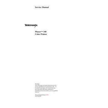 Xerox Tektronix-Phaser-340 Parts List and Service Manual
