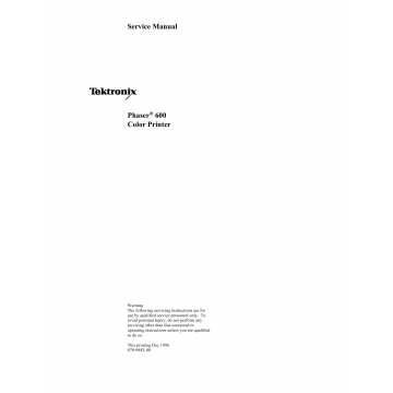 Xerox Tektronix-Phaser-600 Parts List and Service Manual