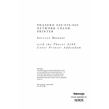 Xerox Tektronix-Phaser-840 850 860 8200 Parts List and Service Manual