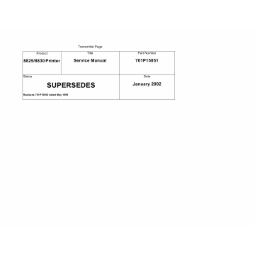 Xerox WideFormat 8825 8830 Parts List and Service Manual