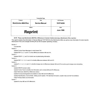 Xerox WorkCentre 470cx 480 Parts List and Service Manual