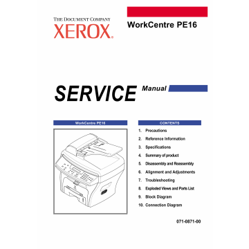 Xerox WorkCentre PE-16 Parts List and Service Manual