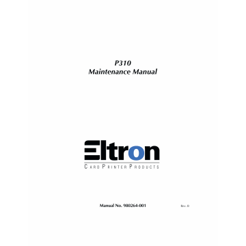 Zebra Eltron P310 Maintenance Service Manual