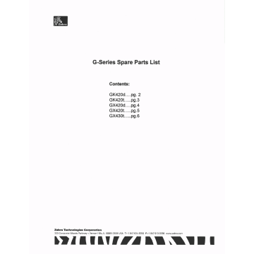 Zebra Label GK420d GK420t GX420t GX430t Parts List