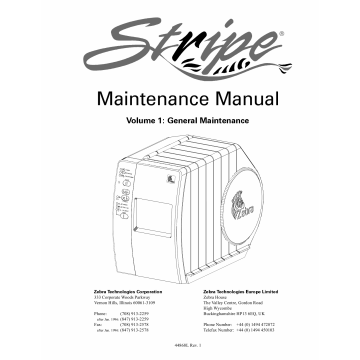 Zebra Label S300 S500 Maintenance Service Manual