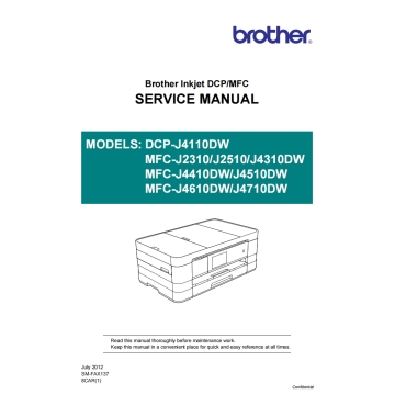 Brother Inkjet-MFC J2310DW J4310DW J4410DW J4510DW J4610DW J4710DW Inkjet-DCP J4110DW Service Manual