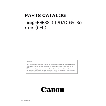 Canon imagePRESS C170 C165 Parts List