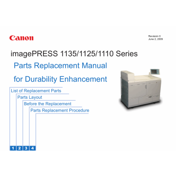 CANON imagePRESS 1110 1125 1135 Parts Replacement Manual PDF download