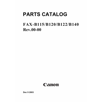 Canon FAX B115 B120 B122 B140 Parts Catalog Manual