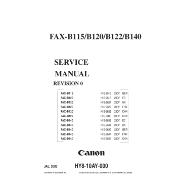Canon FAX B115 B120 B122 B140 Service Manual