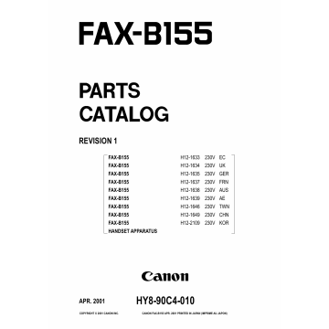 Canon FAX B155 Parts Catalog Manual