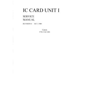 Canon Options IC-I Card-Unit-I Parts and Service Manual