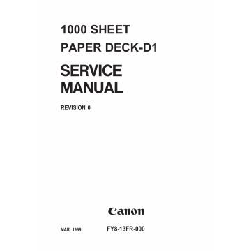 Canon Options Sheet1000 Paper-Deck D1 Parts and Service Manual