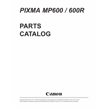 Canon PIXMA MP600 MP600R Parts Catalog Manual