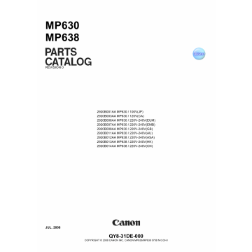 Canon PIXMA MP630 MP638 Parts Catalog Manual
