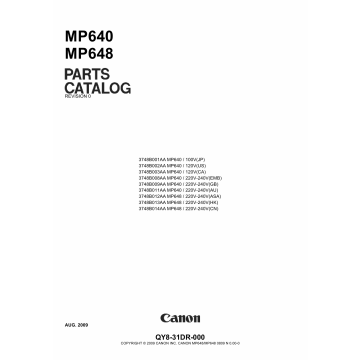 Canon PIXMA MP640 MP648 Parts Catalog Manual