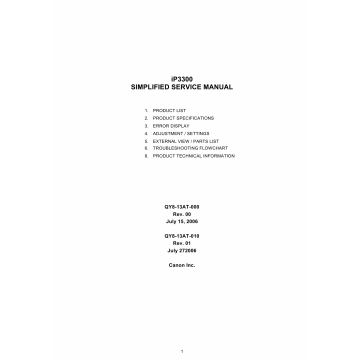 Canon PIXMA iP3300 Simplified Service Manual