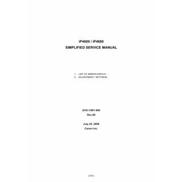 Canon PIXMA iP4600 ip4680 Simplified Service Manual