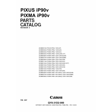 Canon PIXMA iP90v Parts Catalog Manual