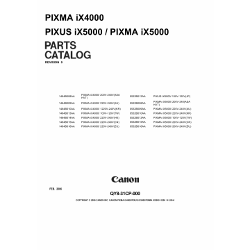 Canon PIXMA iX4000 iX5000 Parts Catalog Manual