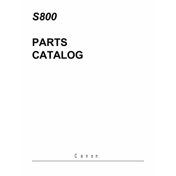 Canon PIXUS S800 Parts Catalog Manual