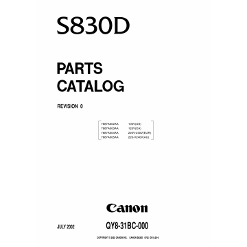 Canon PIXUS S830D Parts Catalog Manual