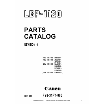 Canon imageCLASS LBP-1120 Parts Catalog Manual