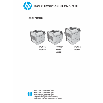 HP LaserJet Enterprise M604 M605 M606 Parts and Repair Manual PDF download