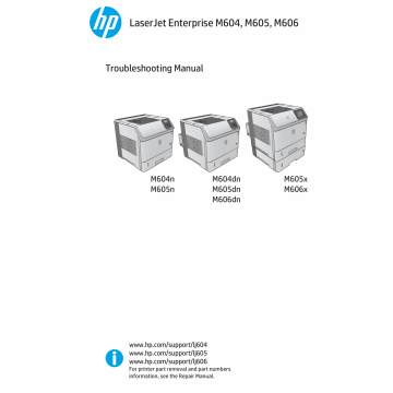 HP LaserJet Enterprise M604 M605 M606 Troubleshooting Manual PDF download