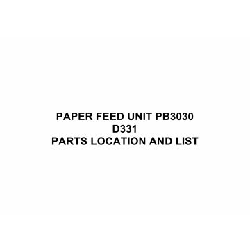 RICOH Options D331 PAPER-FEED-UNIT-PB3030 Parts Catalog PDF download