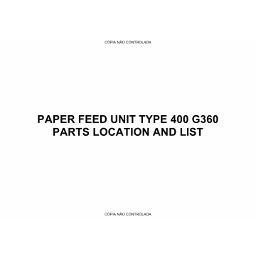 RICOH Options G360 PAPER-FEED-UNIT Parts Catalog PDF download