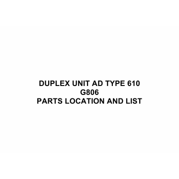 RICOH Options G806 DUPLEX-UNIT-AD-TYPE-610 Parts Catalog PDF download