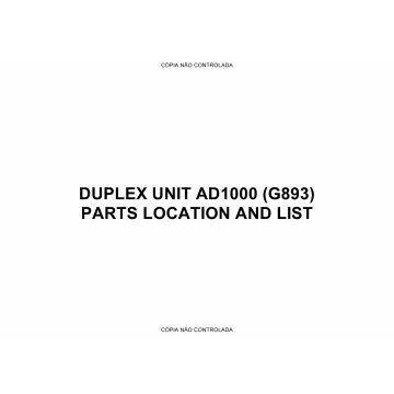 RICOH Options SR90b G893 DUPLEX-UNIT-AD1000 Parts Catalog PDF download