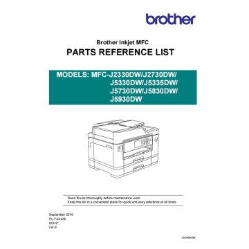 Brother Inkjet-MFC J2330DW J2730DW J5330DW J5335DW J5730DW J5830DW J5930DW Part List Manual