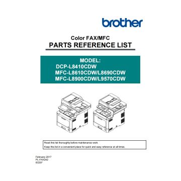 Brother Color-Laser-MFC L8610CDW L8690CDW L8900CDW L9570CDW DCP-L8410CDW Parts List Manual