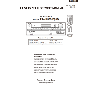 ONKYO AV RECEIVER TX-NR535 Service Manual
