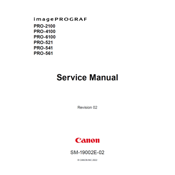 Canon ImagePROGRAF PRO-2100 4100 6100 PRO-521 541 561 Service Manual