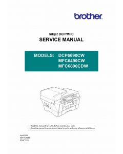 Brother Inkjet-MFC 6490CW 6890CWD Service Manual and Parts