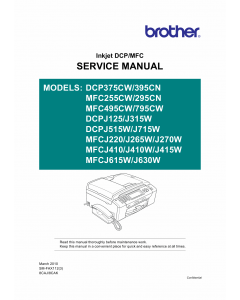 Brother Inkjet-MFC J220 J265 J270 J410 J415 J615 J630 W DCPJ125 J315 J515 J715 W Service Manual