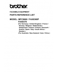 Brother MFC 9660 FAX8360 8370 Parts Reference